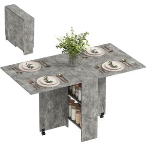 HOMCOM-Opklapbare eettafel-spaanplaat-75x140x74cm-Grijs