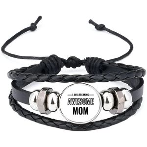Akyol - i am a freaking awesome mom armband zwart - Mama - de meest geweldigste moeder - moeder cadeautjes - moederdag - verjaardagscadeau - verjaardag - cadeau - geschenk - kado - gift - moeder artikelen