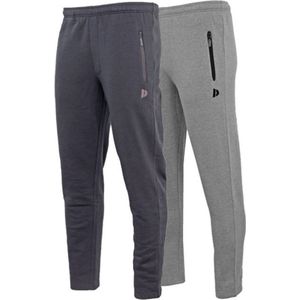 2-Pack Donnay - Joggingbroek met rechte pijp - sportbroek - Heren - Maat L - Navy/Silver-marl (256)