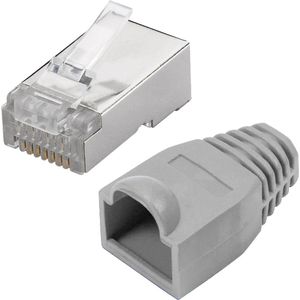 RJ45 Stekkers Cat5/Cat6 met Grijze Tules - Afgeschermd - 10 stuks