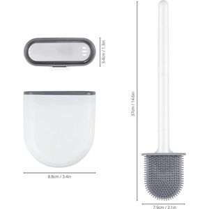 Siliconen Toiletborstel Wandmontage | borstel Flexibele TPR Haren, Sneldrogend, 360º WC-reiniging | inclusief Ultracompact Anti-drup Toiletborstelhouder (1 stk, Zwart)