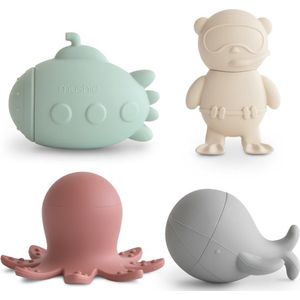Mushie - badspeelgoed - vier speeltjes - Walvis - Octopus - Onderzeeboot - Duiker - Sealife - 4 stuks