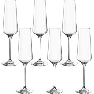 champagneglazen, vaatwasmachinebestendige Prosecco-glazen, kelk met getrokken steel, champagneglazen, 280 ml, 6 stuks (1 stuks)