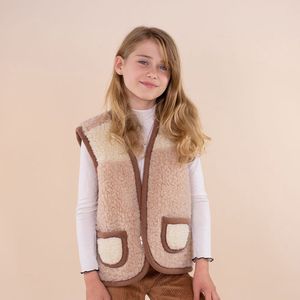 Kids Vest Wool Brown Zipper