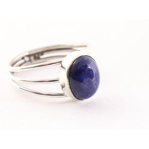 Opengewerkte zilveren ring met lapis lazuli - maat 20