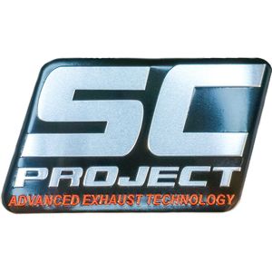 Aluminium hittebestendige Uitlaat Sticker logo SC Project 95 x 60 mm 2 stks / pcs - Dempersticker - 3D sticker