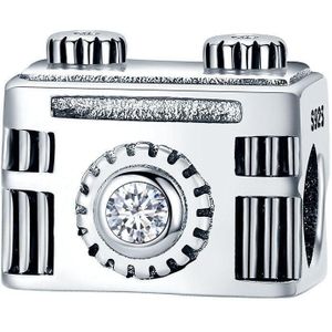 Camera fototoestel bedel | vintage zirconia bead | Zilverana | geschikt voor alle bekende merken | 925 zilver | moederdag