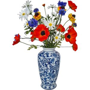 Viv! Home Luxuries Kunstbloem Boeket Olivia - Zijden Bloemen - rood geel blauw wit - 60 cm hoog - Exclusief Vaas