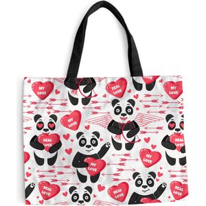 Schoudertas - Strandtas - Shopper Panda - Liefde - Relatie - 50x40 cm - Katoenen tas