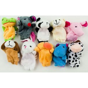 Poppen pluche mascottes vingerpoppen dieren set van 10 stuks - Vingerpoppetjes - set van 10  mascotte marionet  Kleine vingers zijn leuk voor het hele gezin!