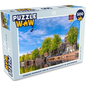 Puzzel Zonnige impressie van de Prinsengracht in Amsterdam - Legpuzzel - Puzzel 500 stukjes