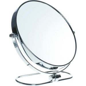 Opvouwbare make-upspiegel met 7x vergroting - Cosmetische spiegel op voet voor slaapkamer en reizen - Ø 20 cm tafelspiegel dubbel gezicht - Roterende scheerspiegel TKD3125-7x make up tafel