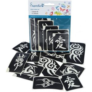 Superstar Glitter Tattoo Stencils Tribals 12 stuks (98808)