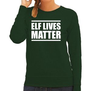 Elf lives matter Kerst sweater / foute Kersttrui groen voor dames - Kerstkleding / Christmas outfit L