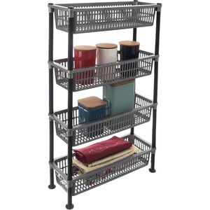 Badkamerrek Smalle 4 Niveaus GREY 50x19,5x83 cm - Opbergrek - Rek - Badkamermeubel - Keukenrek