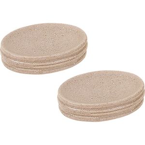 Set van 2x stuks zeephouders/zeepschaaltjes creme/beige keramiek 13 cm - Toilet/badkamer accessoires