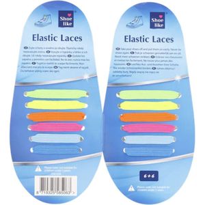 Elastische schoenveters - Neon Multicolor - Kunststof / Elastiek - One Size - Geschikt voor 1 paar schoenen - Veters - Verstelbaar - Schoenveter - Schoenaccessoire