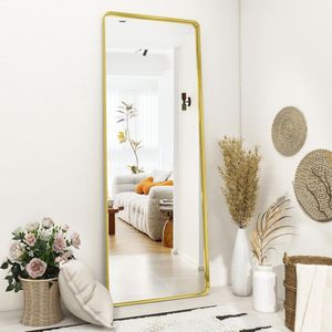 Diepe lijst, staande spiegel, 163 x 53 cm, luxe ronde hoeken