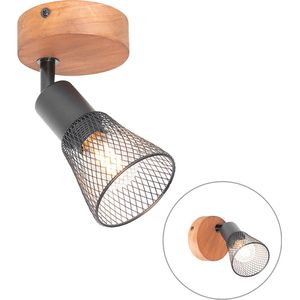 QAZQA kristina - Industriele Wandlamp - 1 lichts - L 9.5 cm - Zwart - Industrieel - Woonkamer | Slaapkamer | Keuken
