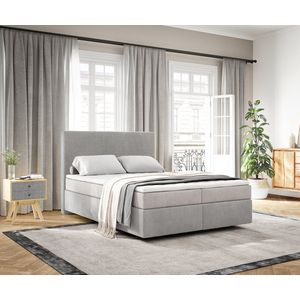 Boxspringbed Dream-Well Cord Zilvergrijs 140x200 cm met TFK Matras en Topper