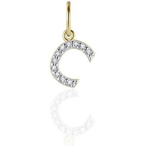 Gisser Jewels - Hanger excl. Collier - Letter C gezet met Zirkonia - 8mm - Geelgoud Verguld Zilver 925