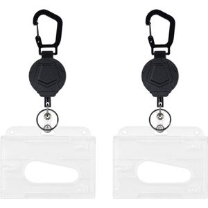 Uittrekbare Sleutelhanger - 2 Sets - Incl. Pashouders - 220 Gram Draagkracht - Badgehouder - Sleutelkoord - Keycord