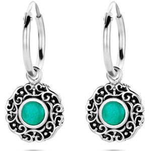 Zilver Geoxideerd Oorringen Synth. Groen 1101789