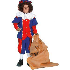 Piet Kostuum | Blauw-Rode Pietje Kinderen Kostuum | Maat 140 | Sinterklaas | Verkleedkleding