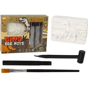 Playos® - Opgraven - Dinosaurus Skelet #6 - met Beitel, Hamer en Kwastje - Opgravingsset - Archeologisch Speelgoed - STEM Speelgoed - Fossielen - Wetenschappelijk Speelgoed - Wetenschap en Techniek - Educatief