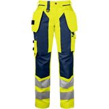 ProJob 6519 SIGNALISATIE BROEK MET KNIEZAKKEN EN SPIJKERKZAKKEN EN ISO 20471 KLASSE 2 DAMES 646519 - Geel/Marine - 42