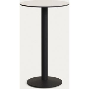 Kave Home - Witte ronde hoge Esilda-tafel met zwart gelakte metalen poot Ø 60 x 96 cm