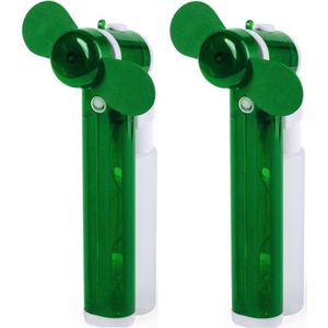 Set van 4x stuks zak ventilators/waaiers groen met water verstuiver - Mini hand ventilators van 16 cm
