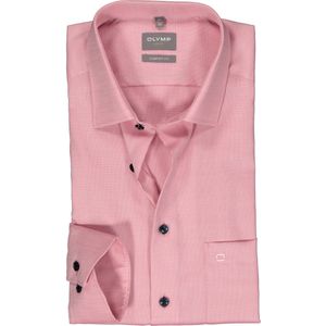 OLYMP comfort fit overhemd - structuur - roze - Strijkvrij - Boordmaat: 40
