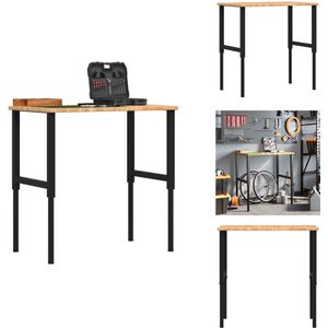 vidaXL Werkbank - Werkbanken - Werktafel - Werktafeltje - Werkbank rechthoek 100x60x(71,5-98) cm eikenhout lichtbruin