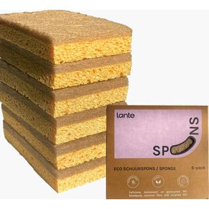 6x Lante eco schuursponzen - natuurlijke schuurspons - afwassponsjes - schoonmaaksponzen - gerecycled
