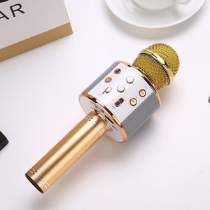 Karaoke microfoon/karaoke set - Joyful things draadloze karaokemicrofoon met ingebouwde speaker, Bluetooth, mp3 functie,  stemhervormer en echo effect-  Goud