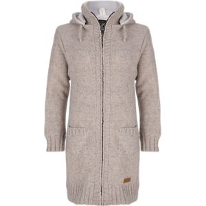 Gebreid Wollen Dames Vest van Schapenwol met Polyester Fleece voering en vaste capuchon - SHAKALOHA - W Brizo ZH Beige XL