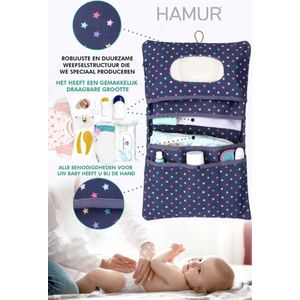 HMR-Luier organizer tas voor baby's-Waterafstotende luiertas met paarse print-handig voor op reis-Verzorgingstas voor het verschonen van baby's