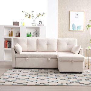 Pugsdrly Canapé-lit multifonctionnel avec rangement et lit gigogne, canapé-lit convertible en chaise longue, canapé modulable avec sièges de rangement, canapé modulable en L, canapé d'angle modulable pour salons