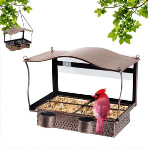 Raam Vogelvoederdispenser - Hangend Vogelvoederstation voor Vogels - Weerbestendig Metalen Vogelhuis