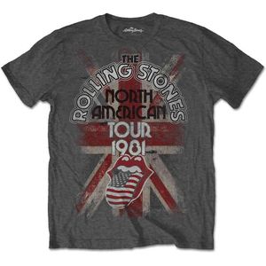 The Rolling Stones - North American Tour 1981 Heren T-shirt - M - Grijs