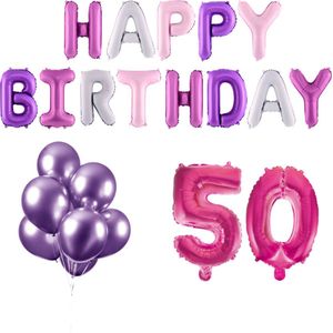 50 jaar Verjaardag Versiering Ballon Pakket Pastel & Roze