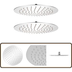 vidaXL Regendouchekop - Rond - 25 cm - 2 stuks Regendouche - Douchekop - Douche Accessoires - Roestvrijstalen Douchekop - Antislip Douchekop