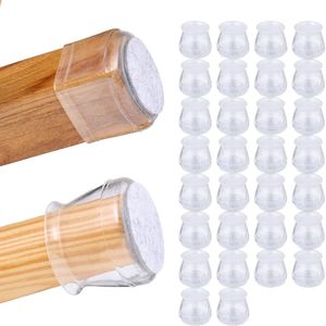 Relaxdays stoelpootdoppen set van 32 - anti-kras - vloerbeschermers - rond - flexibel - transparant
