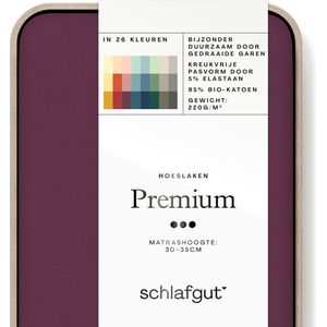 schlafgut Premium Bio Katoen Jersey Hoeslaken S - 90x190 - 100x220 542 Purple Deep