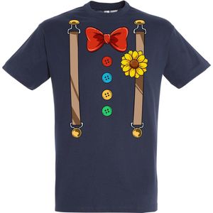 T-shirt kinderen Bretels Kostuum | Carnaval | Carnavalskleding Kinderen Baby | Navy | maat 92