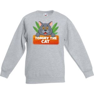 Tommy the Cat sweater grijs voor kinderen - unisex - katten / poezen trui - kinderkleding / kleding 134/146