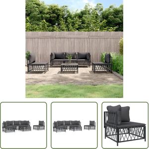 The Living Store Loungeset Antraciet - Tuinhoekbank 72x72x66 cm - Buitenmeubelen