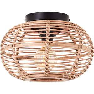 Brilliant Woodball - Plafondlamp - E27 - max 1x40W - Zwart/Rotan