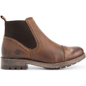 NoGRZ J.Webb - Dames Leren enkellaars - Winter Chelsea boots - Wol gevoerd - Cognac